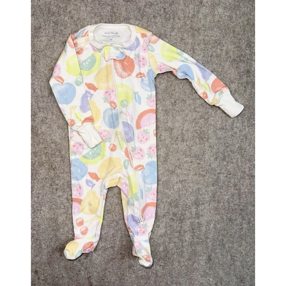 Members Mark Baby Girls 3 Month Sleeper Full Zip Fruit